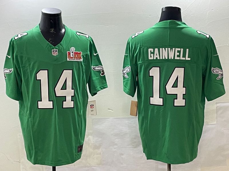 Men Philadelphia Eagles #14 Gainwell Green three generations 2025 Nike Vapor Limited NFL Jersey style 2